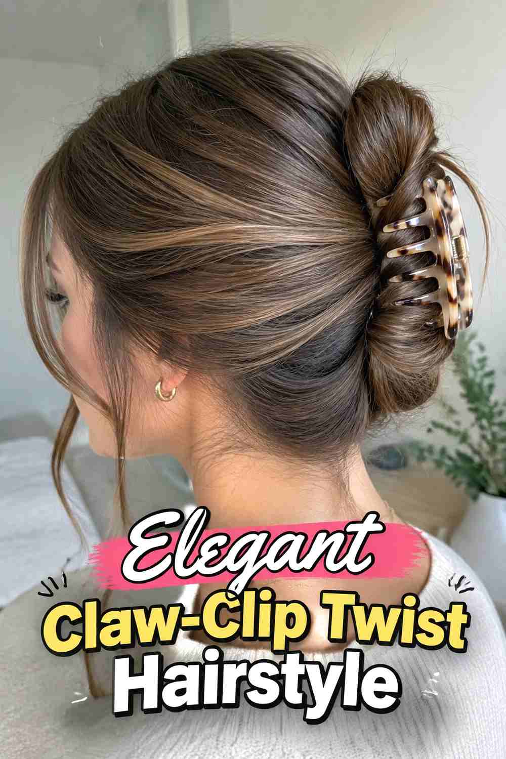 12. Elegant Claw Clip Twist Hairstyle