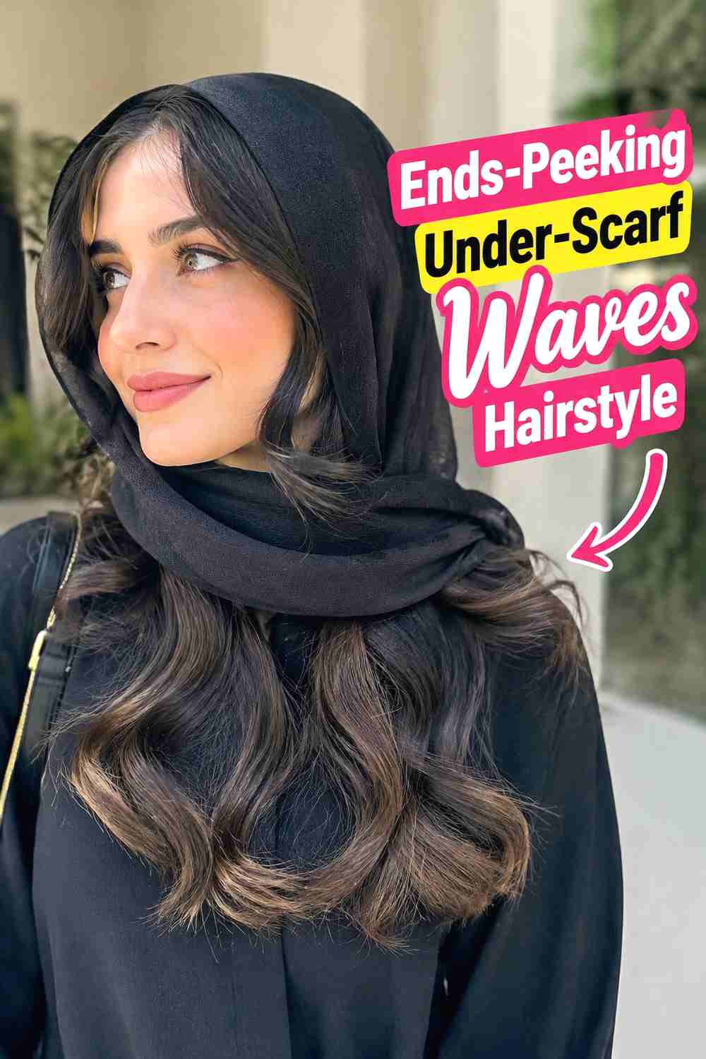 15. Ends Peeking Under Scarf Waves Hairstyle