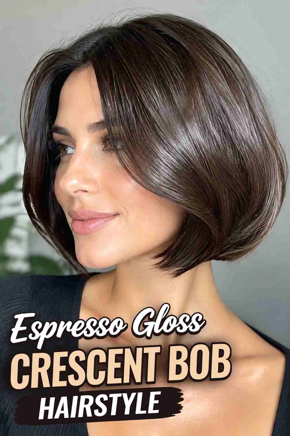 11. Espresso Gloss Crescent Bob Hairstyle