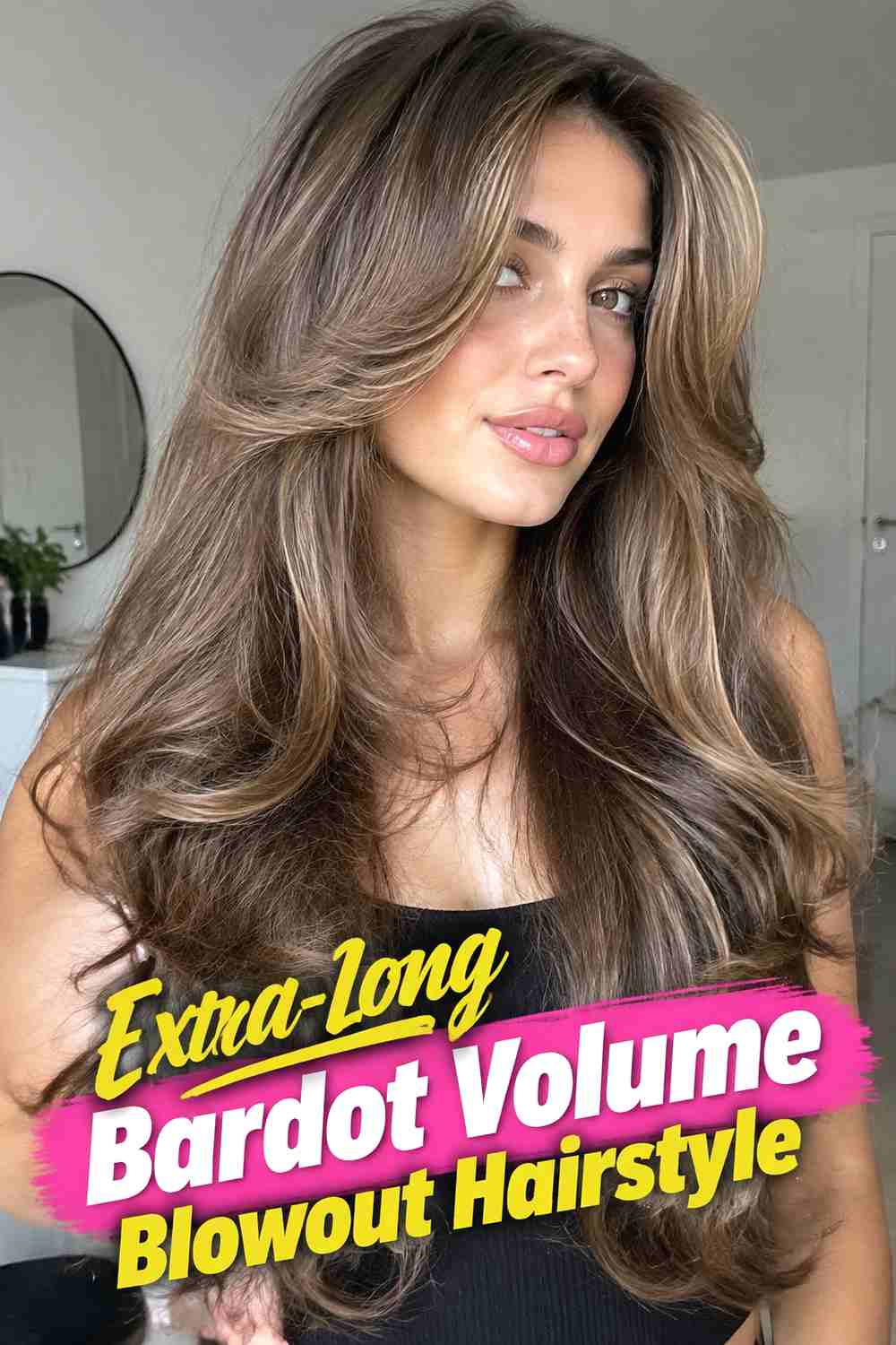 11. Extra Long Bardot Volume Blowout Hairstyle