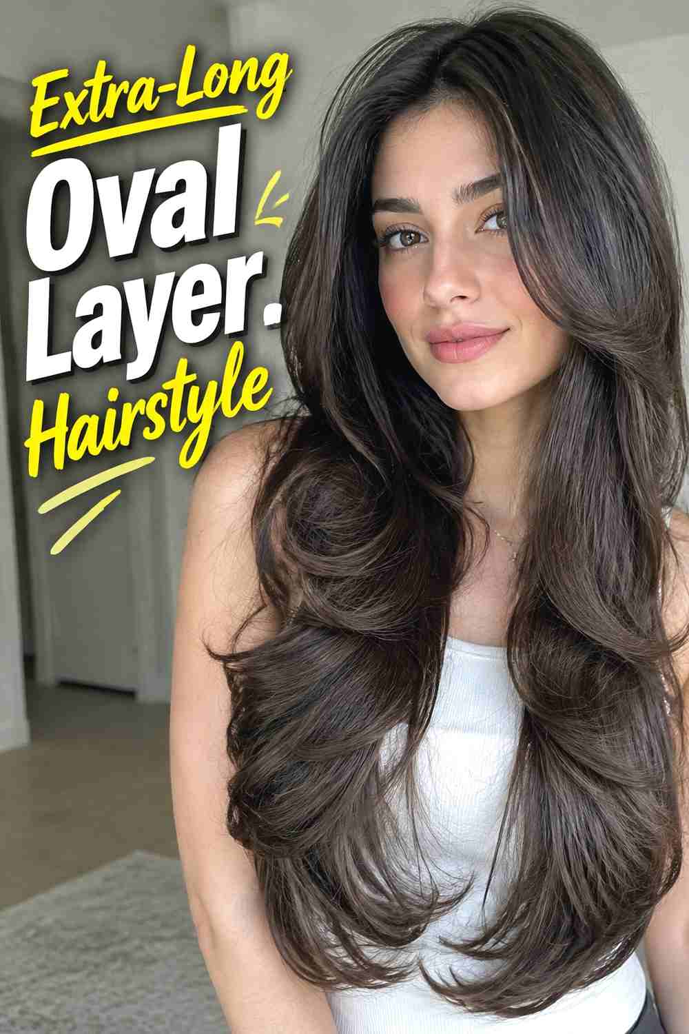 16. Extra Long Oval Layer Hairstyle