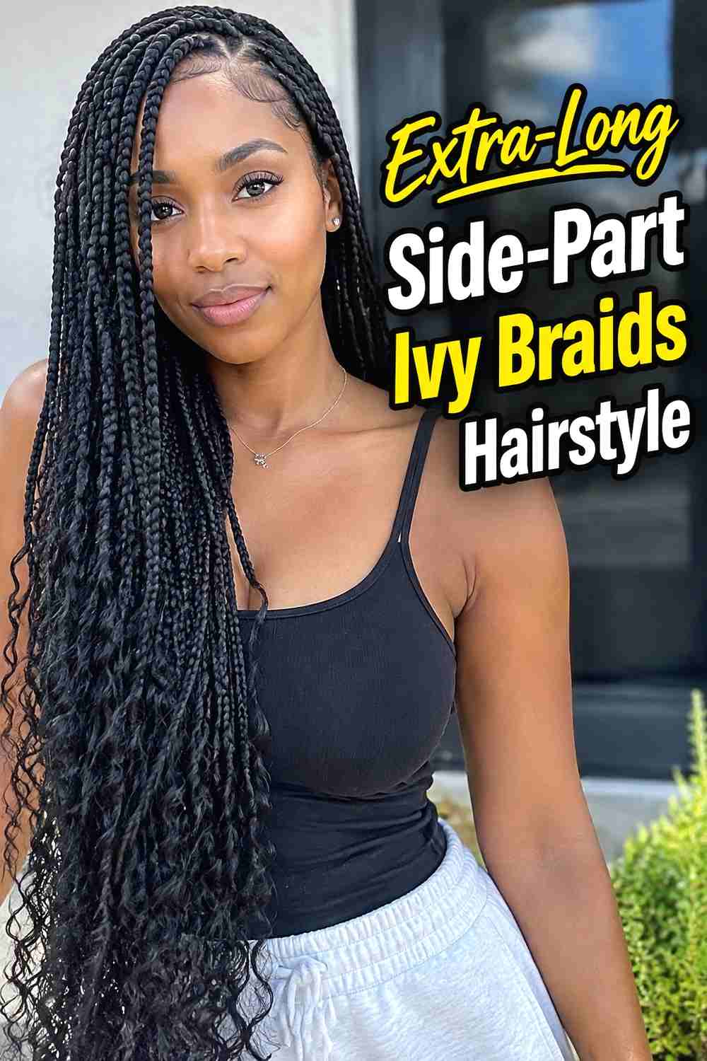 5. Extra Long Side Part Ivy Braids Hairstyle