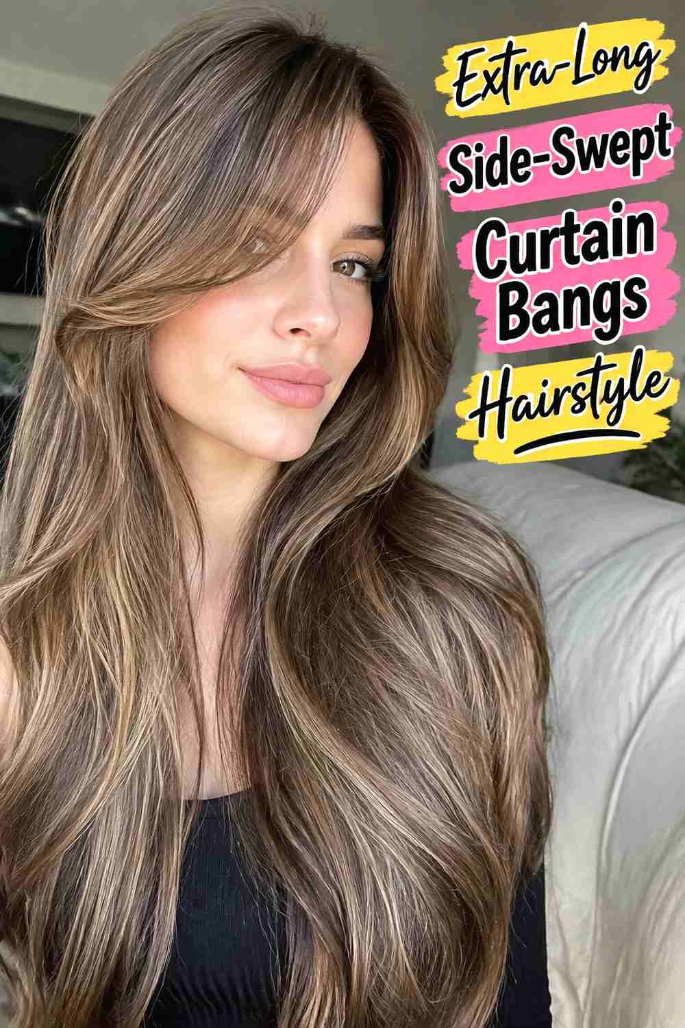 13. Extra Long Side Swept Curtain Bangs Hairstyle