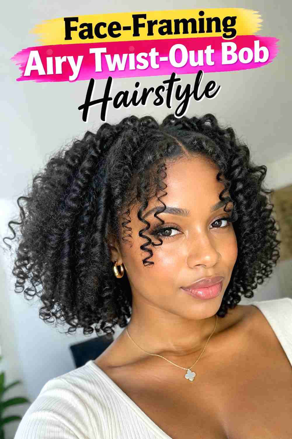 9. Face Framing Airy Twist Out Bob Hairstyle
