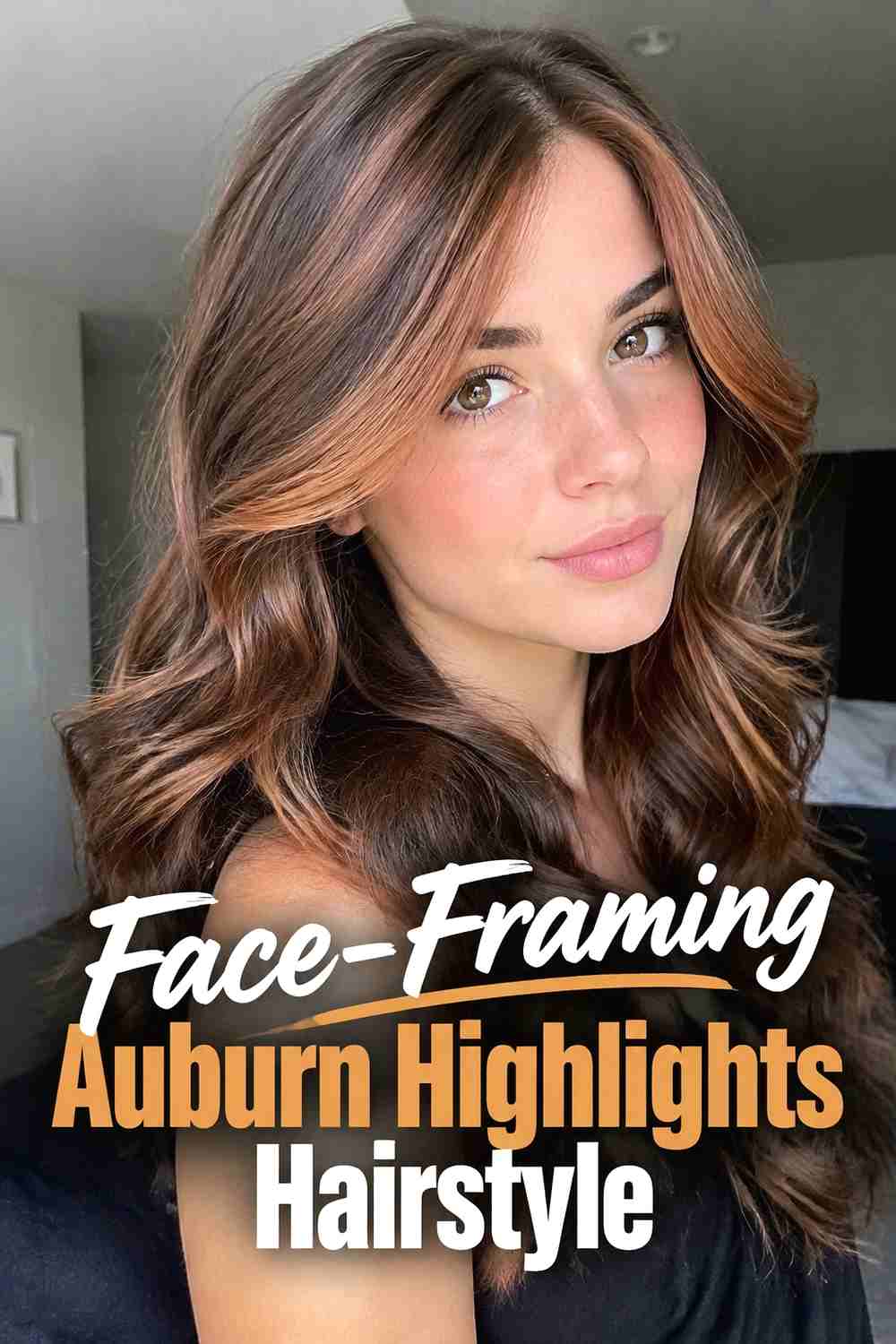 5. Face Framing Auburn Highlights Hairstyle