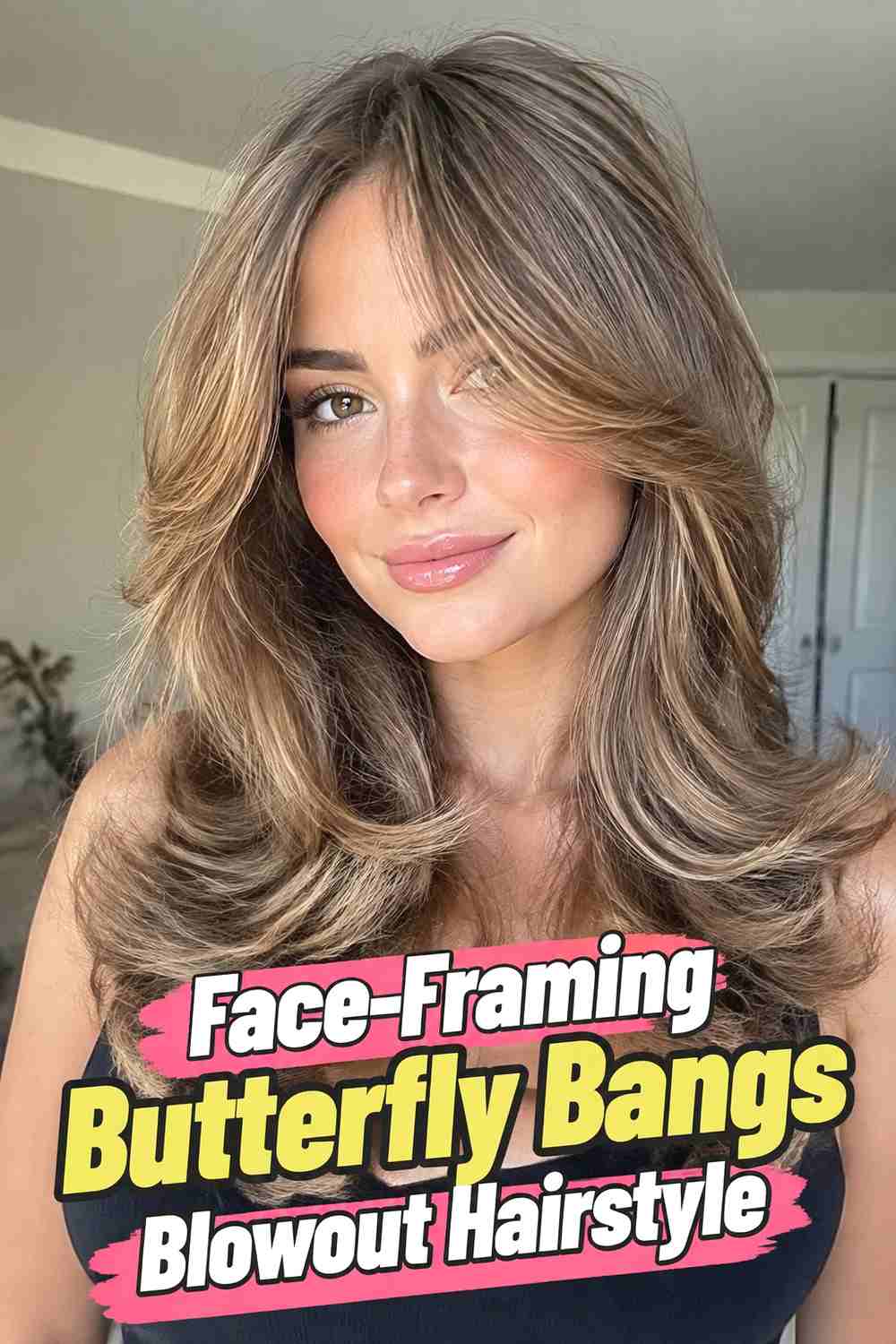 6. Face Framing Butterfly Bangs Blowout Hairstyle