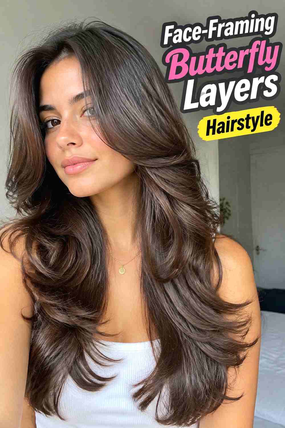 1. Face Framing Butterfly Layers Hairstyle