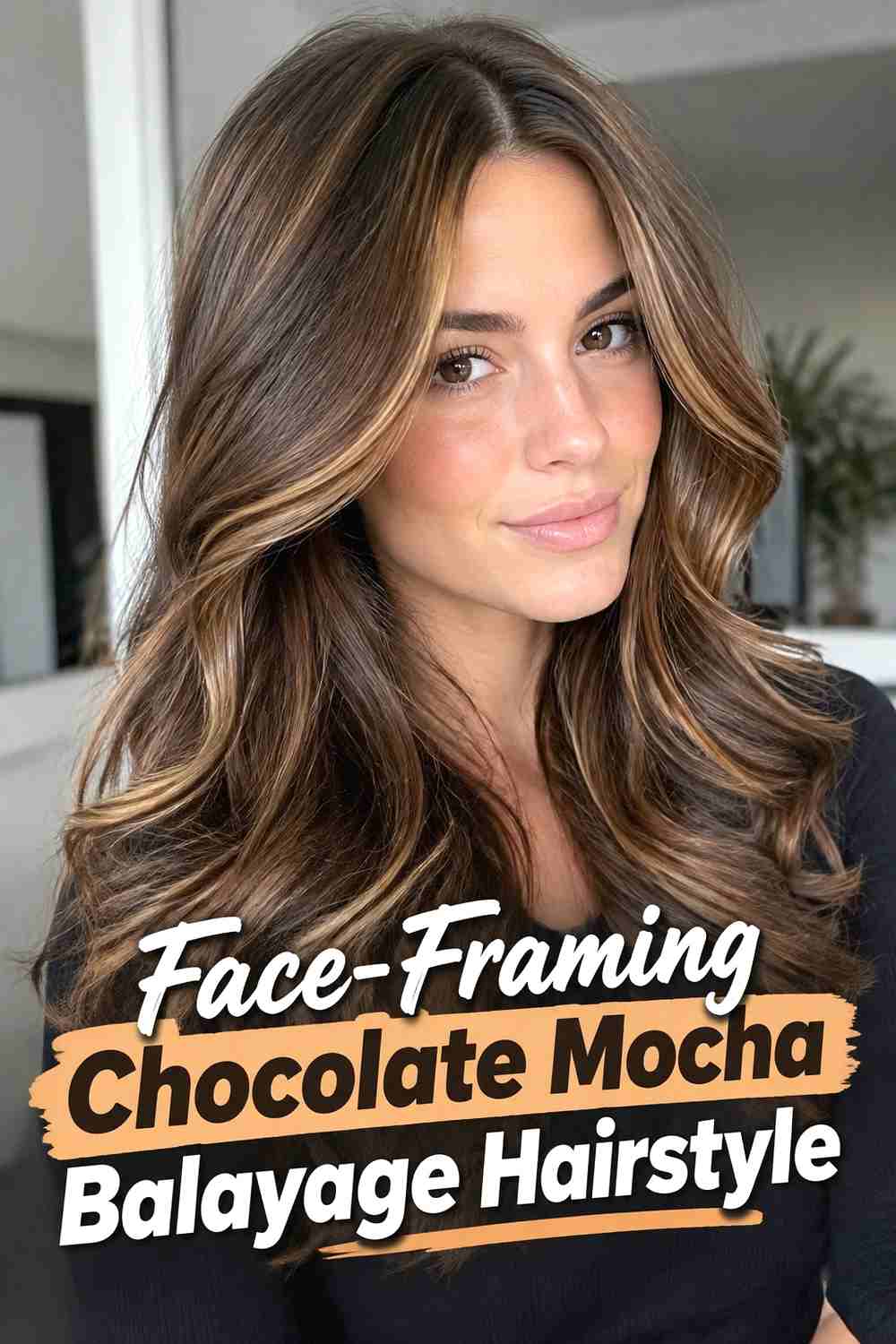 2. Face Framing Chocolate Mocha Balayage Hairstyle