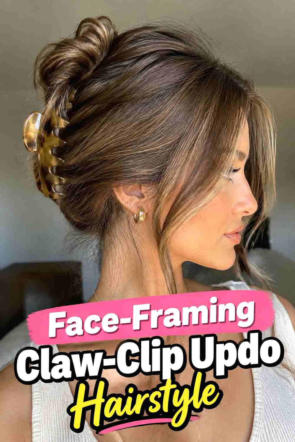4. Face Framing Claw Clip Updo Hairstyle