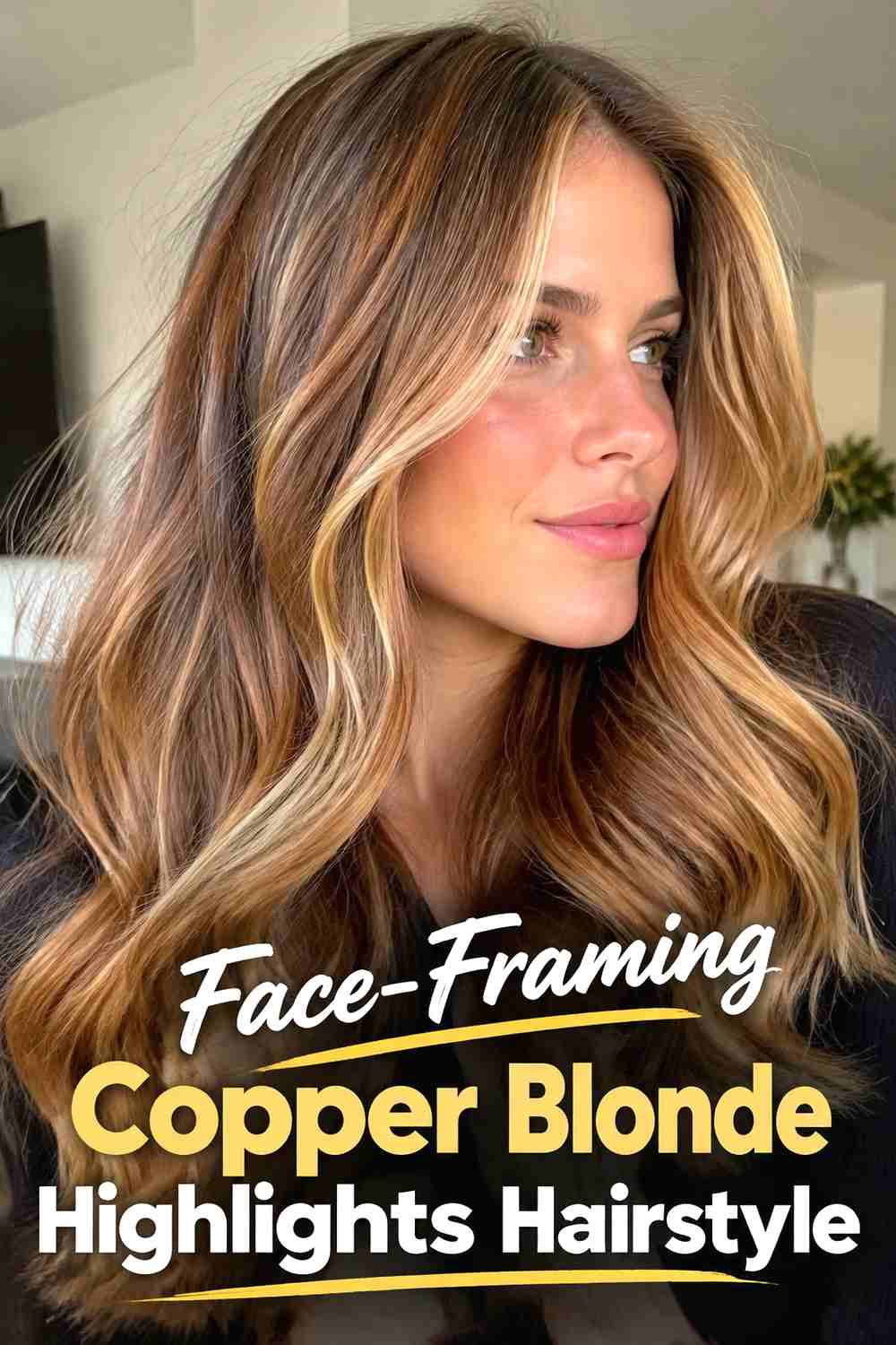 4. Face Framing Copper Blonde Highlights Hairstyle