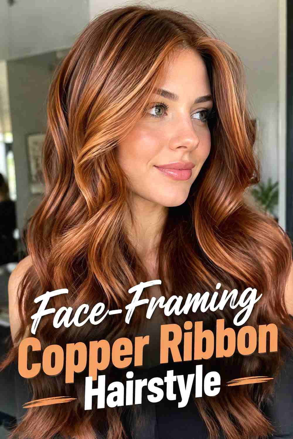 7. Face Framing Copper Ribbon Hairstyle