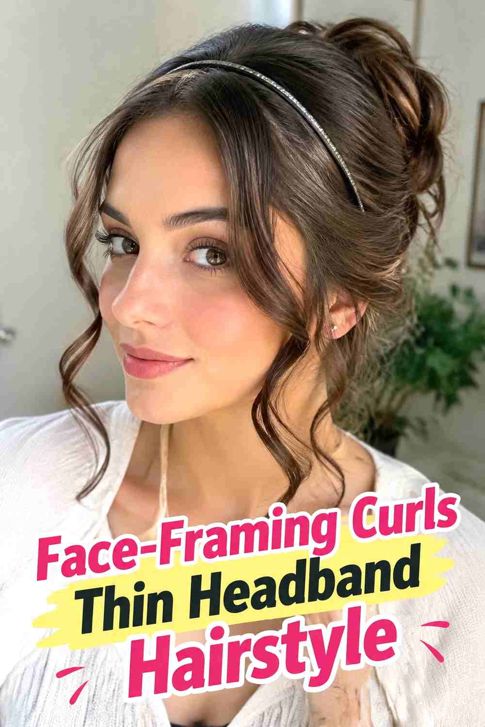 9. Face Framing Curls Thin Headband Hairstyle