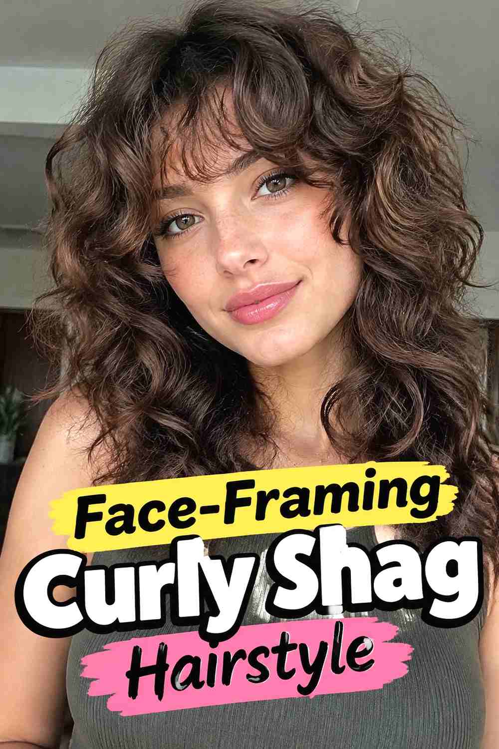 6. Face Framing Curly Shag Hairstyle