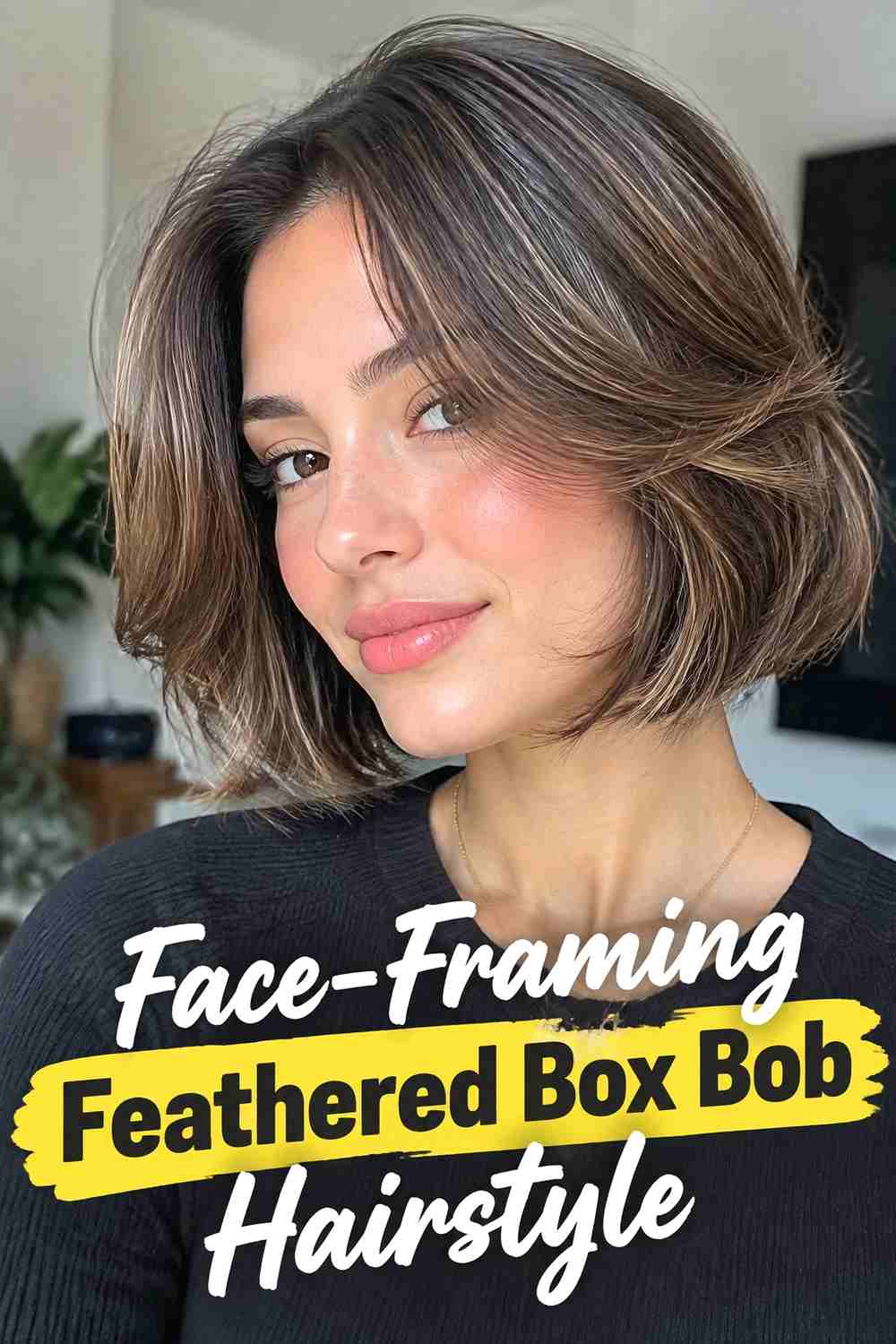 4. Face Framing Feathered Box Bob Hairstyle