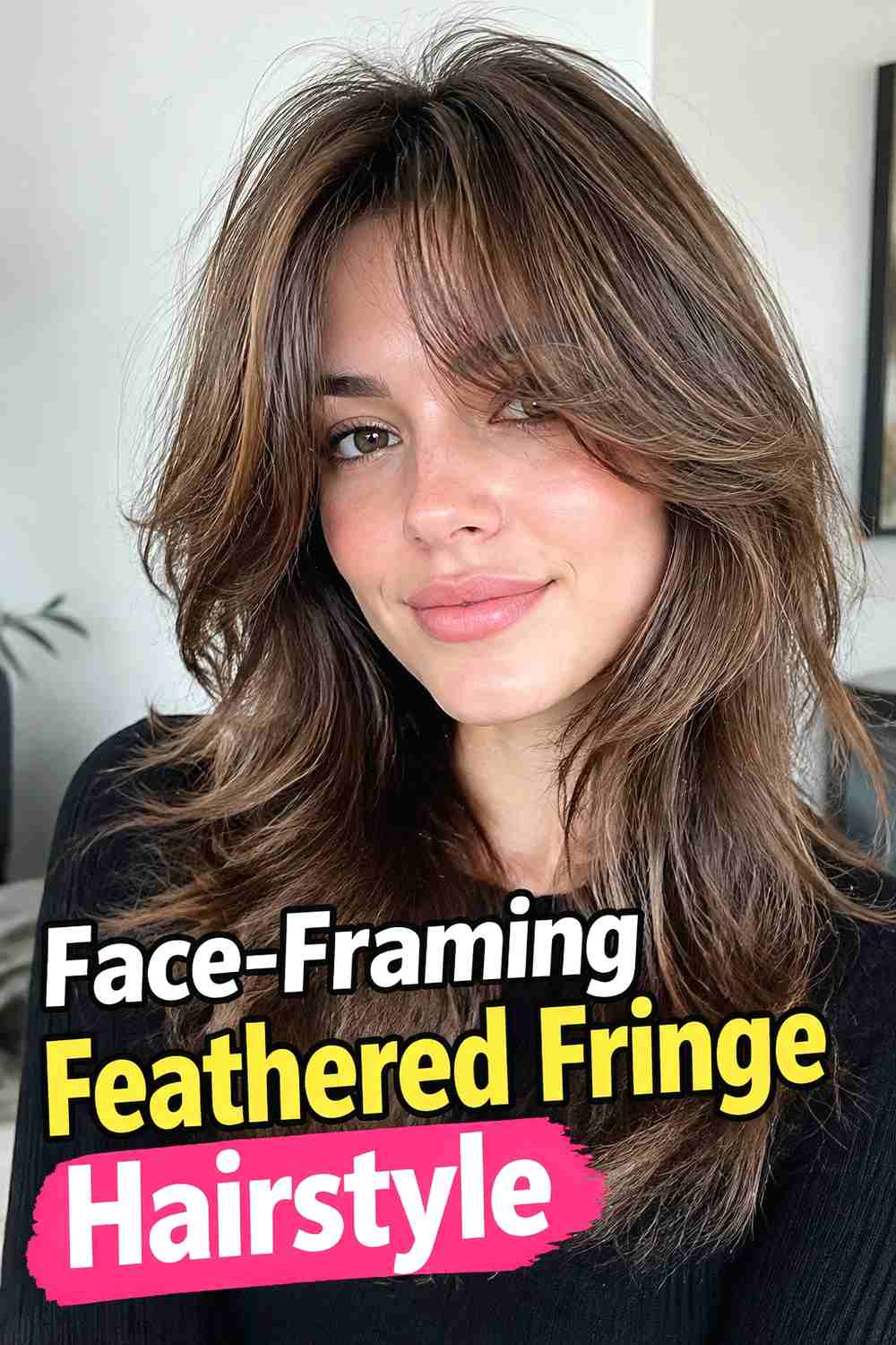 12. Face Framing Feathered Fringe Hairstyle