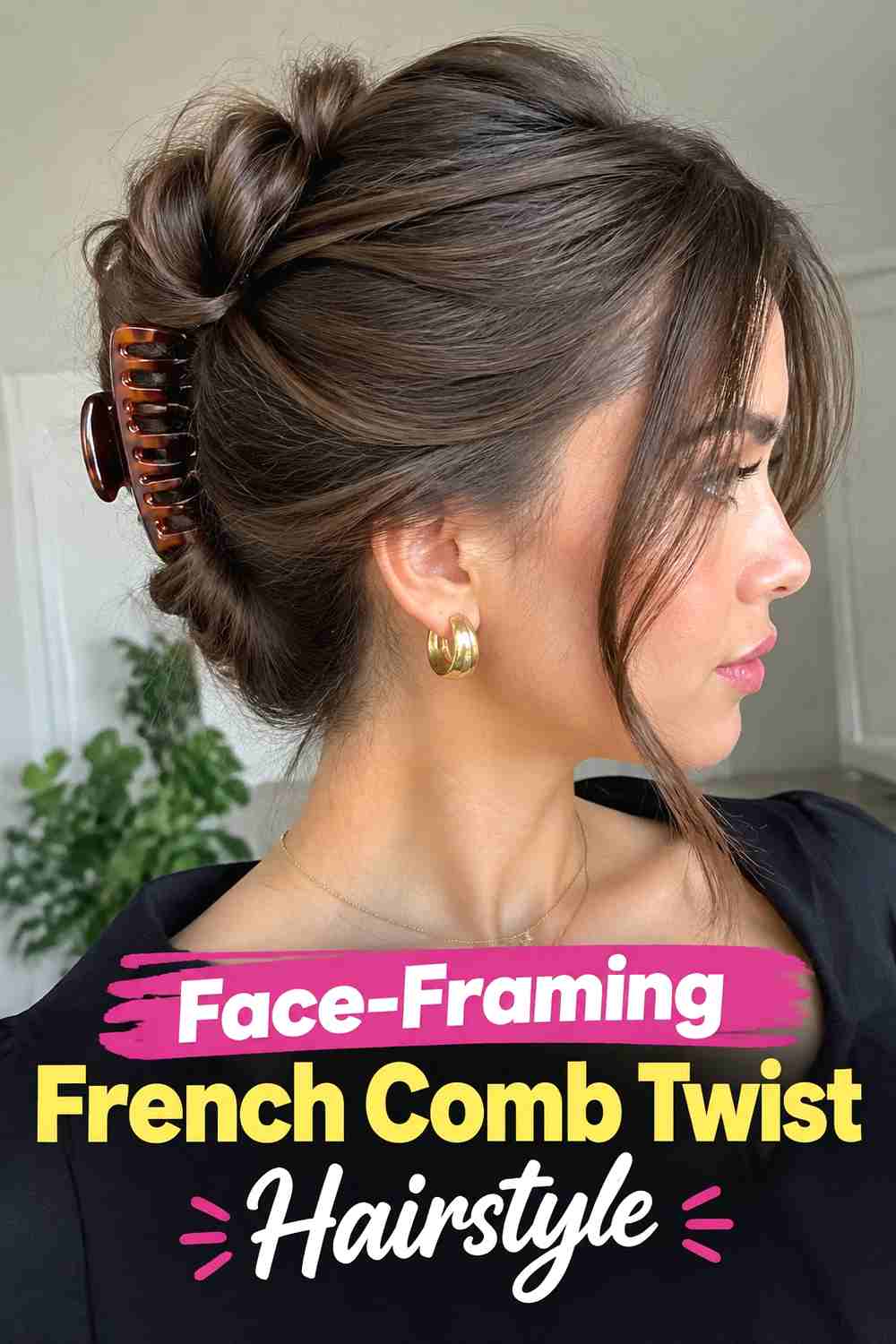 14. Face Framing French Comb Twist Hairstyle