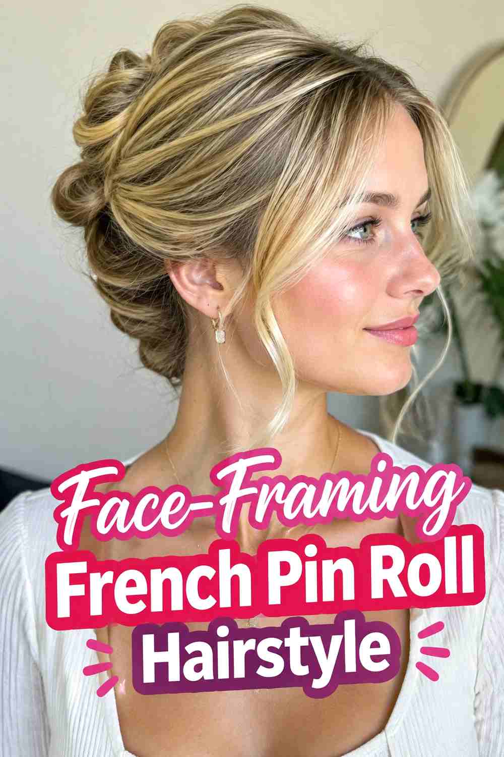 10. Face Framing French Pin Roll Hairstyle