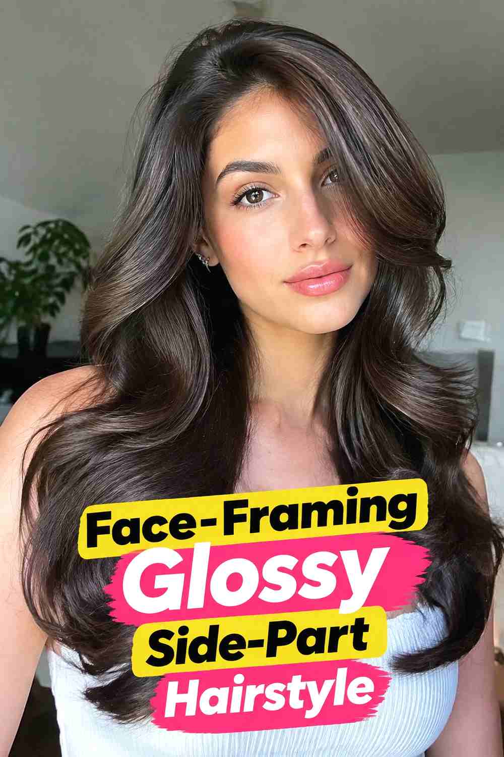 12. Face Framing Glossy Side Part Hairstyle