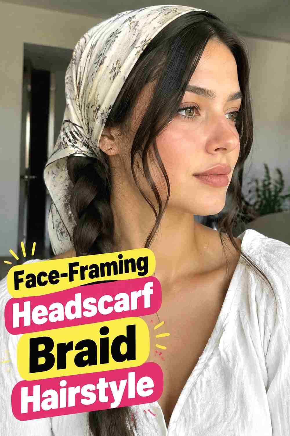14. Face Framing Headscarf Braid Hairstyle