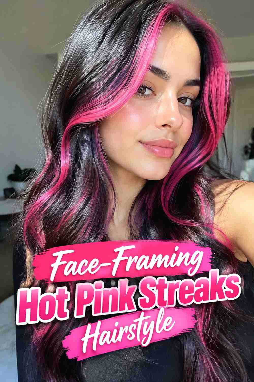 2. Face Framing Hot Pink Streaks Hairstyle