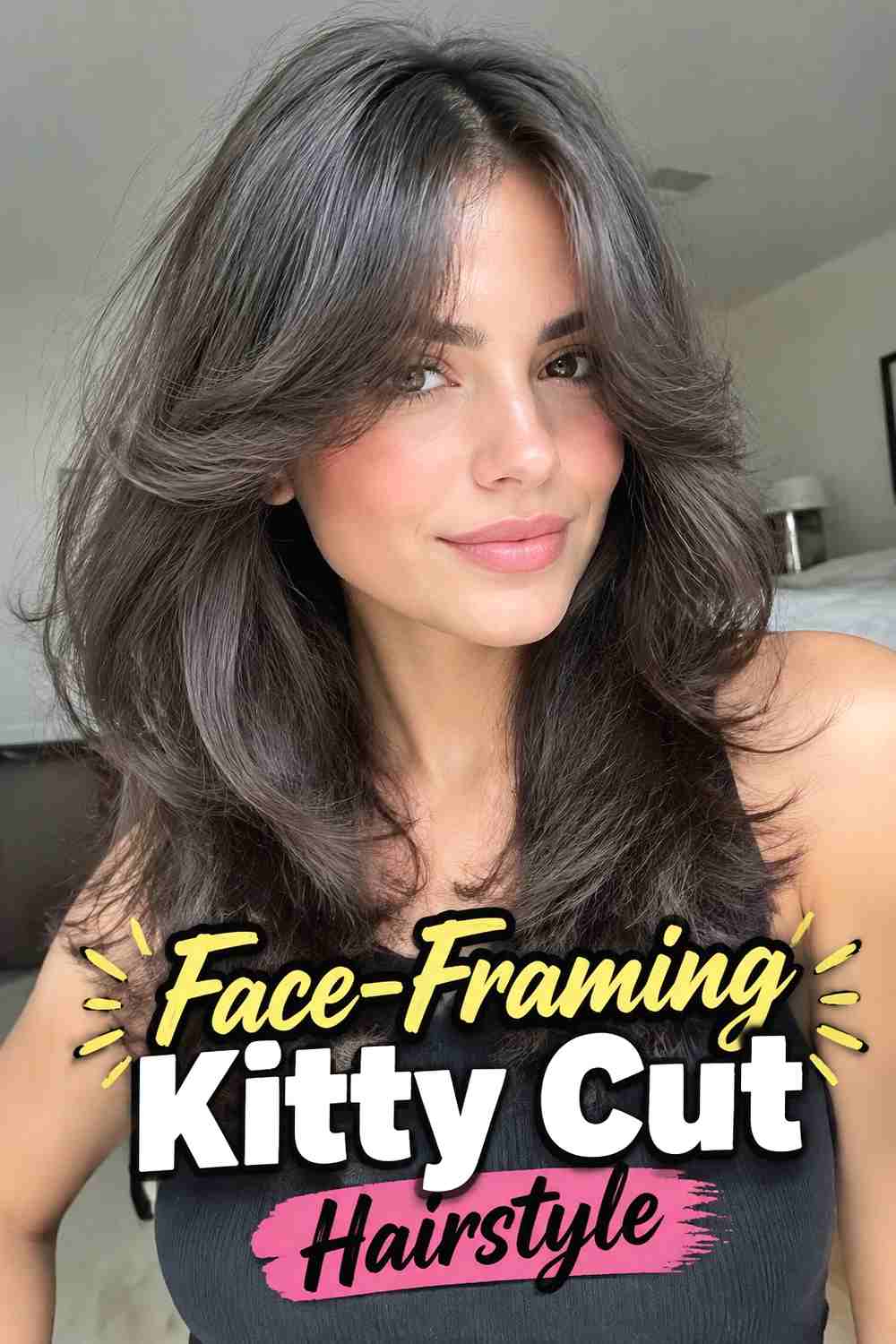 6. Face Framing Kitty Cut Hairstyle