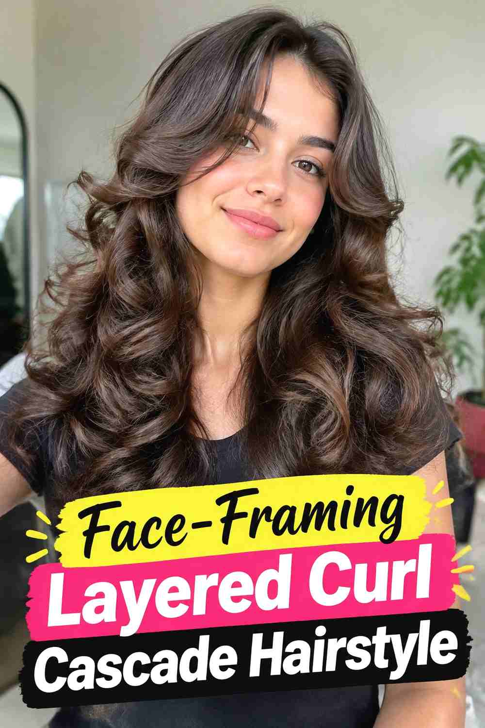 5. Face Framing Layered Curl Cascade Hairstyle