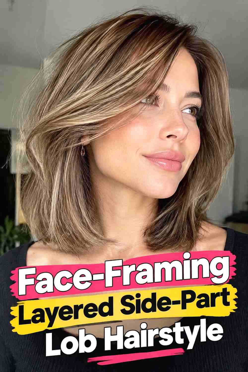 4. Face Framing Layered Side Part Lob Hairstyle