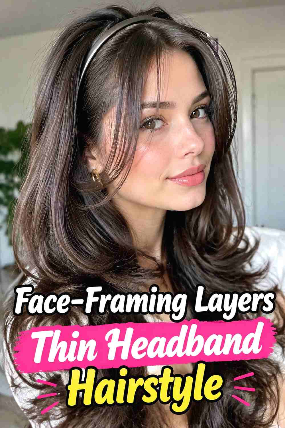 9. Face Framing Layers Thin Headband Hairstyle