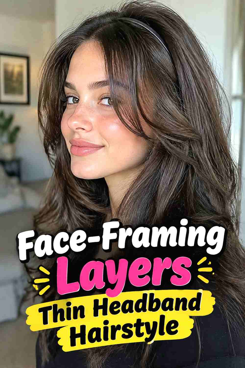12. Face Framing Layers Thin Headband Hairstyle
