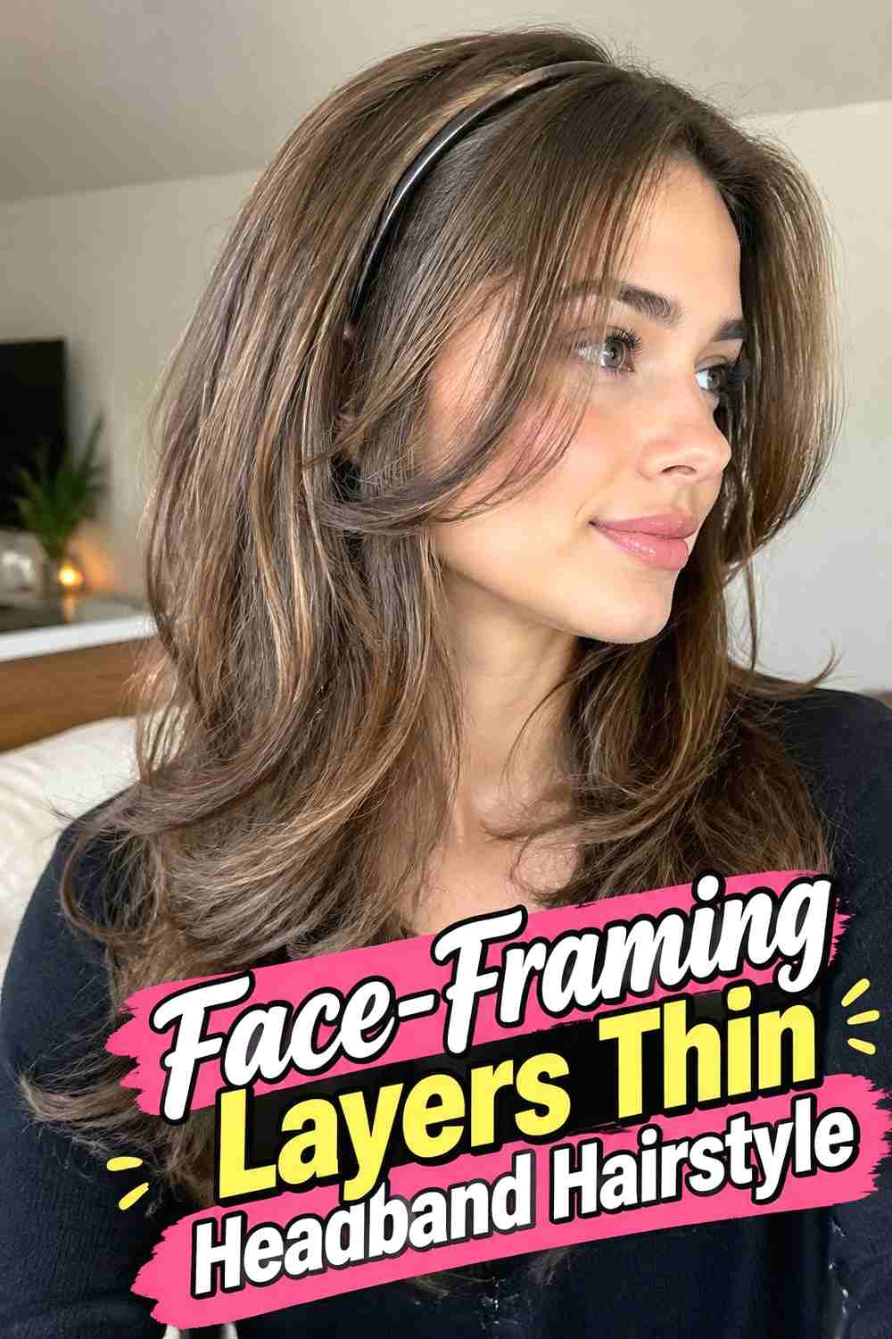 11. Face Framing Layers Thin Headband Hairstyle