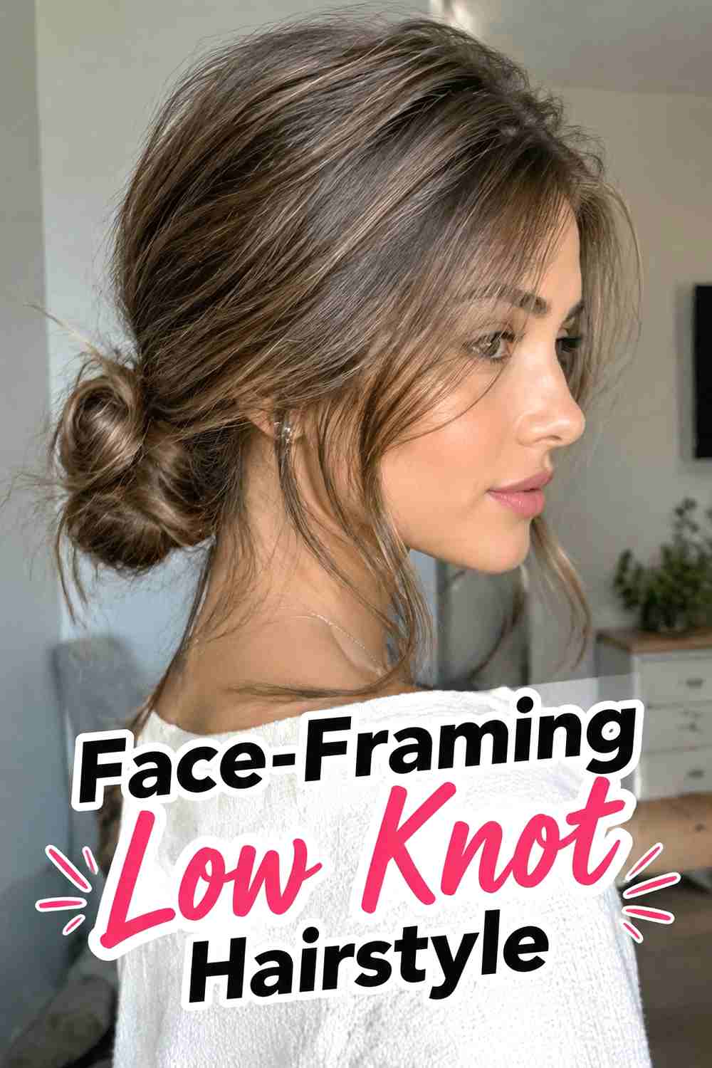8. Face Framing Low Knot Hairstyle