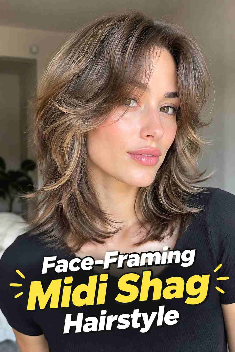 10. Face Framing Midi Shag Hairstyle
