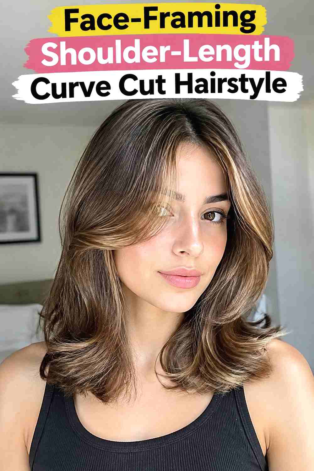 2. Face Framing Shoulder Length Curve Cut Hairstyle