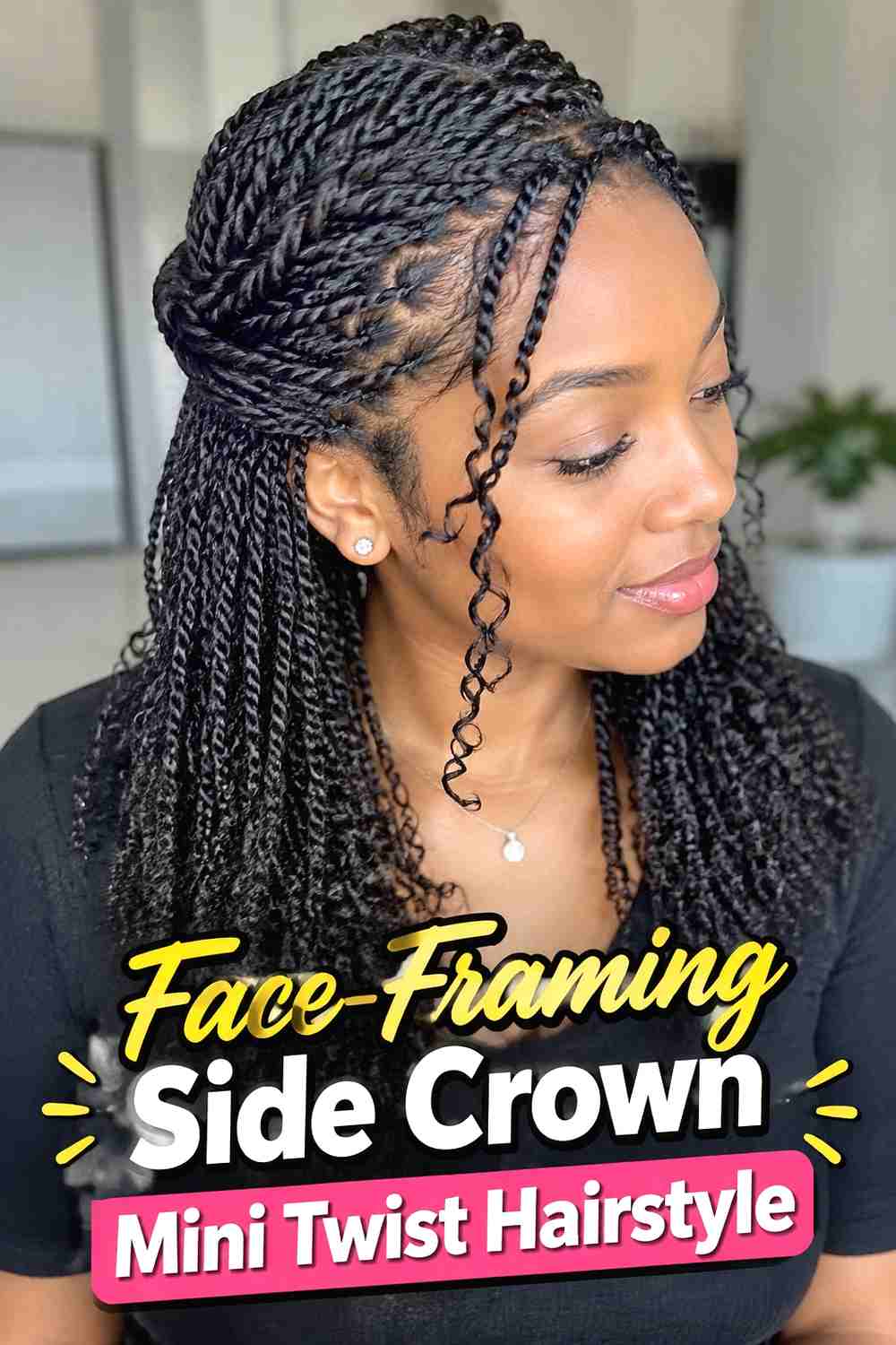 9. Face Framing Side Crown Mini Twist Hairstyle