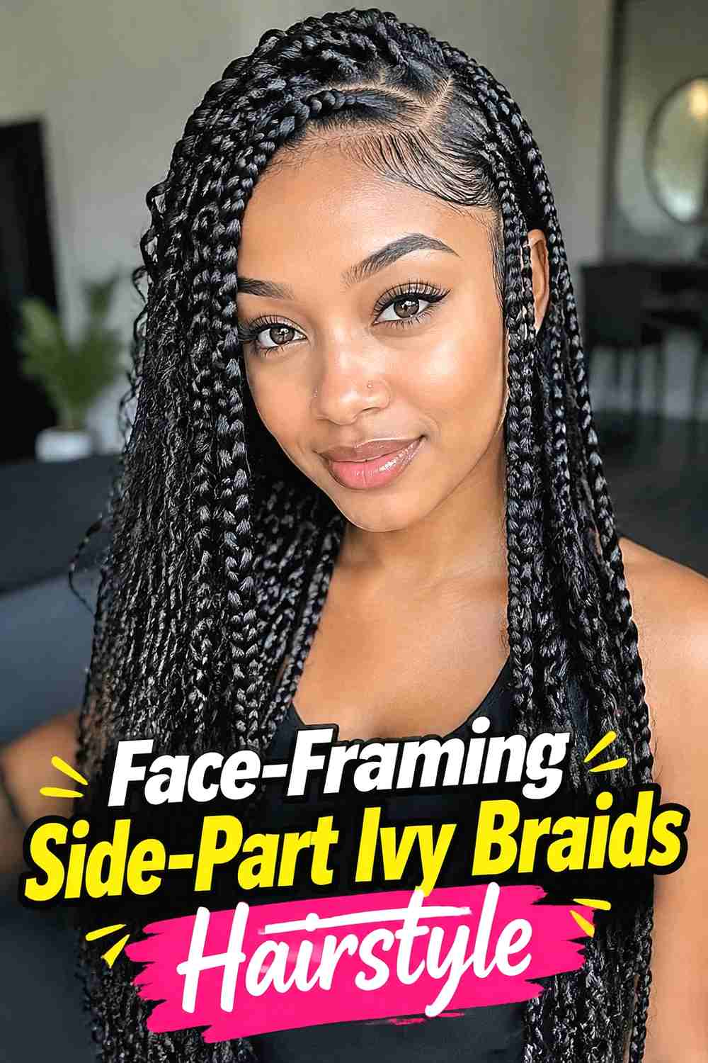 14. Face Framing Side Part Ivy Braids Hairstyle