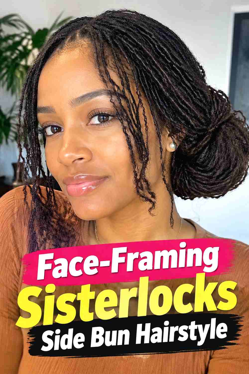 9. Face Framing Sisterlocks Side Bun Hairstyle