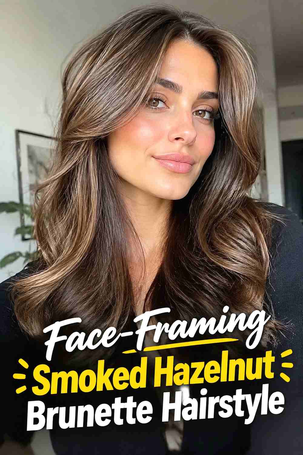 11. Face Framing Smoked Hazelnut Brunette Hairstyle