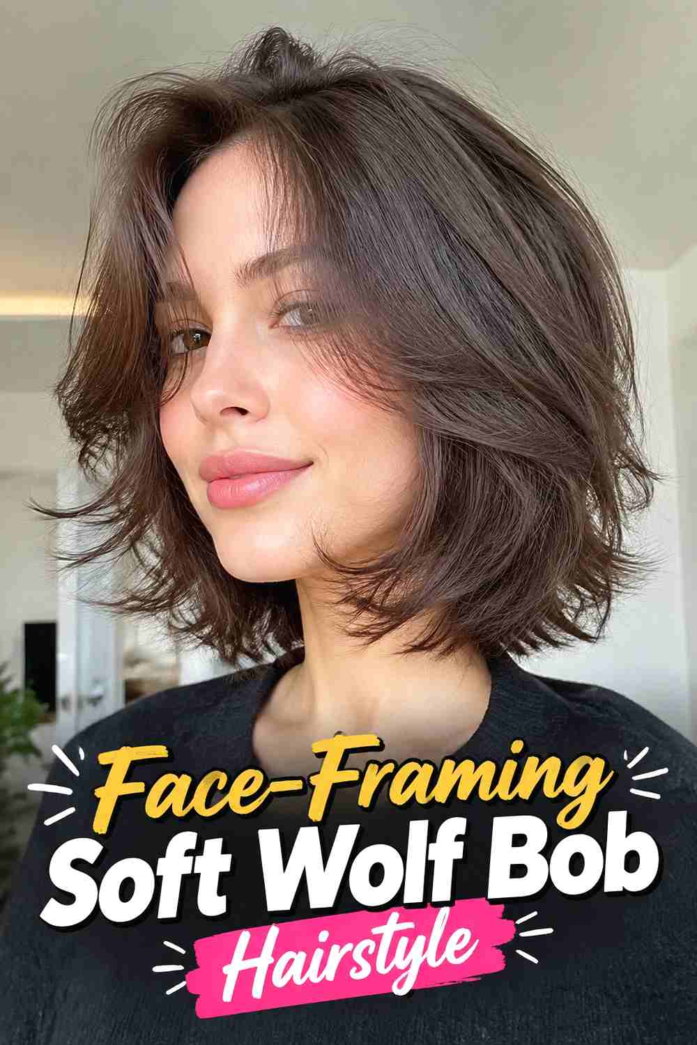 13. Face Framing Soft Wolf Bob Hairstyle