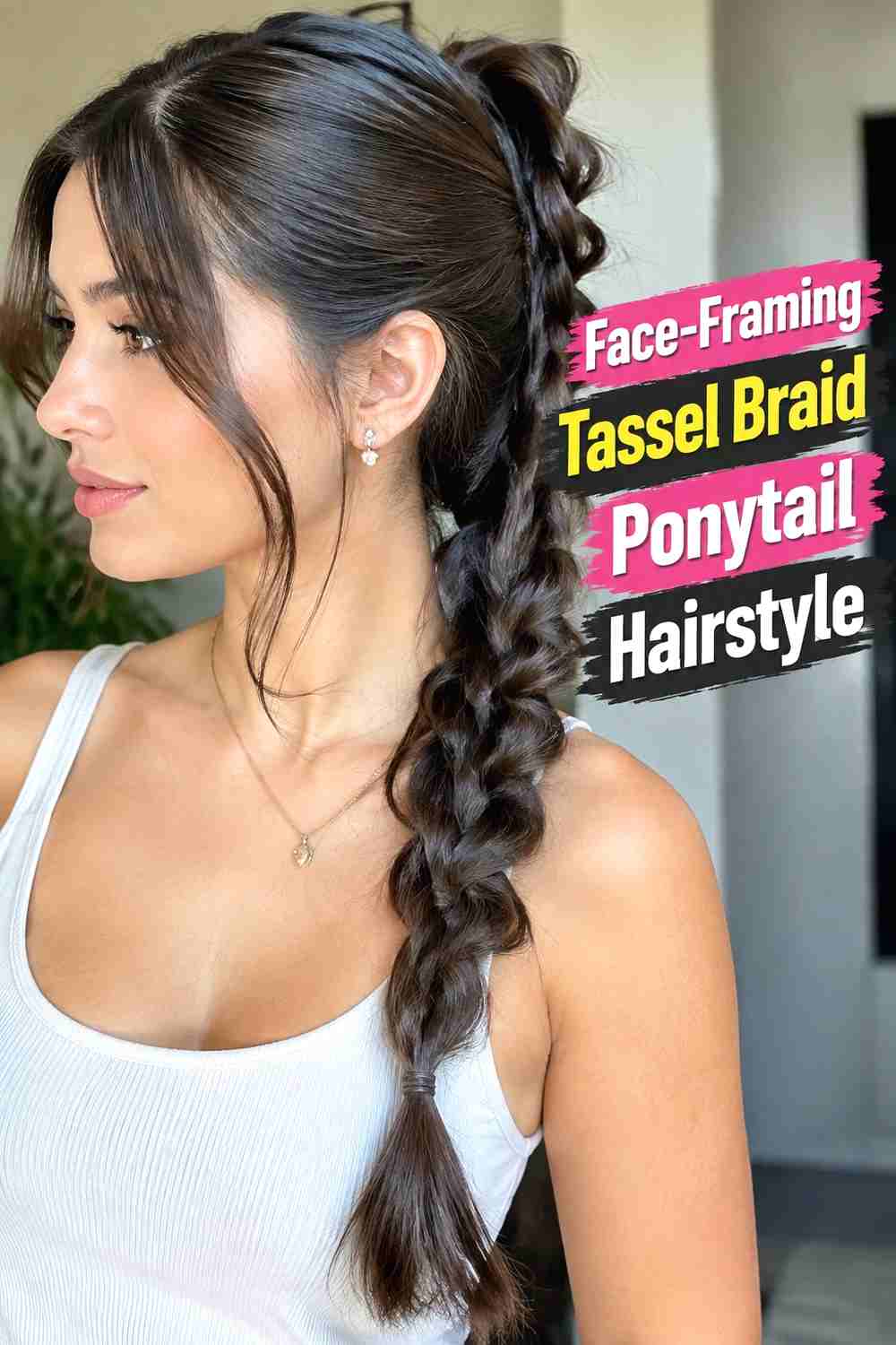 9. Face Framing Tassel Braid Ponytail Hairstyle