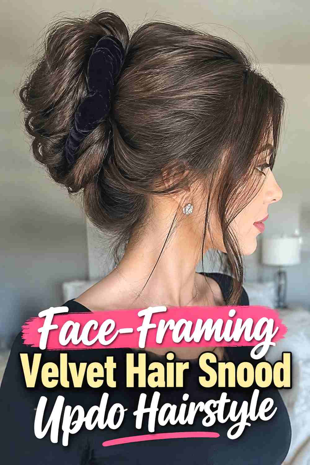 9. Face Framing Velvet Hair Snood Updo Hairstyle