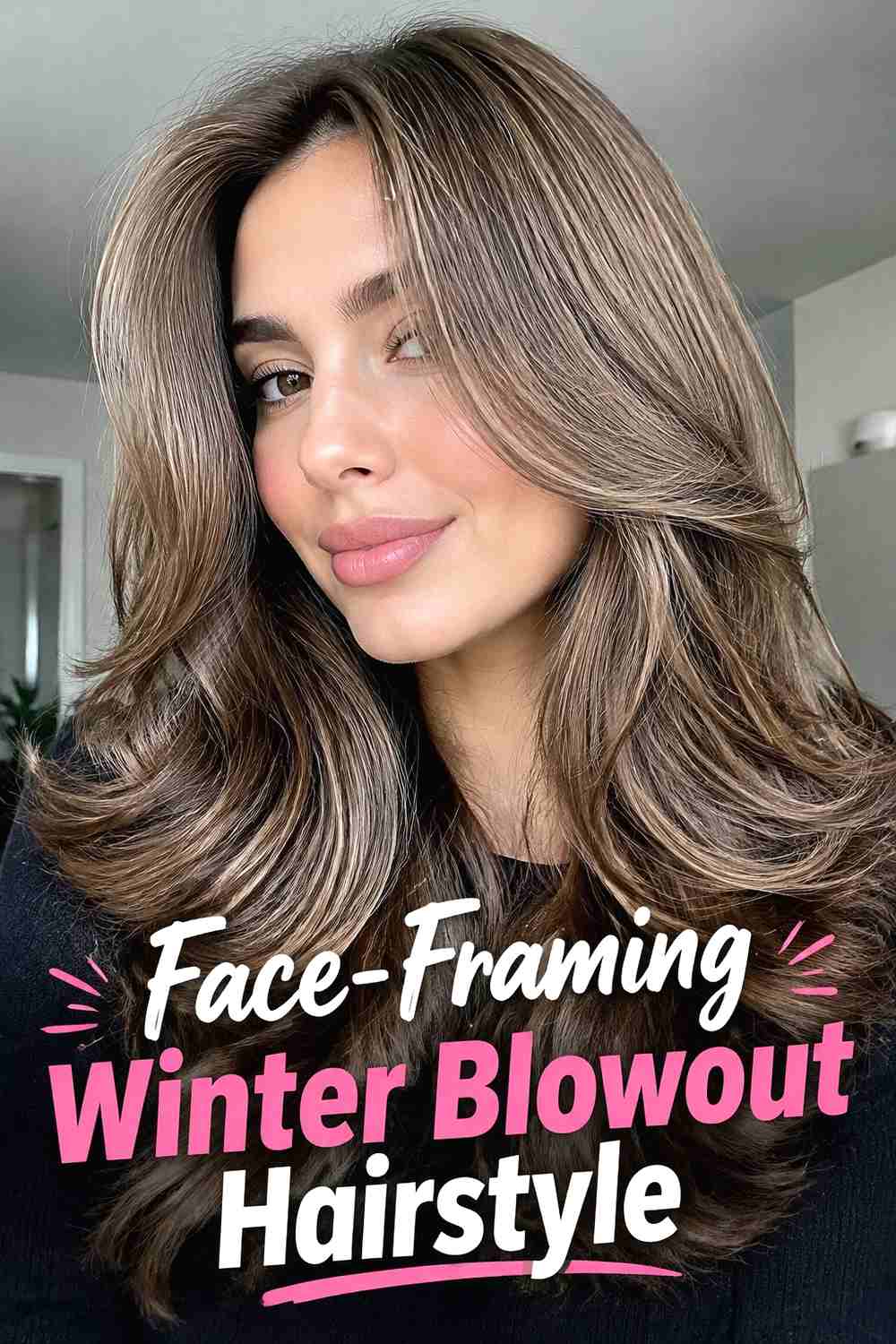 19. Face Framing Winter Blowout Hairstyle