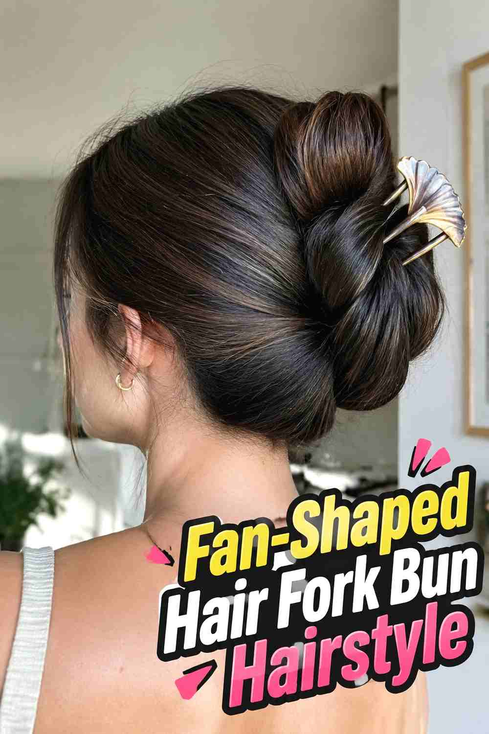 5. Fan Shaped Hair Fork Bun Hairstyle