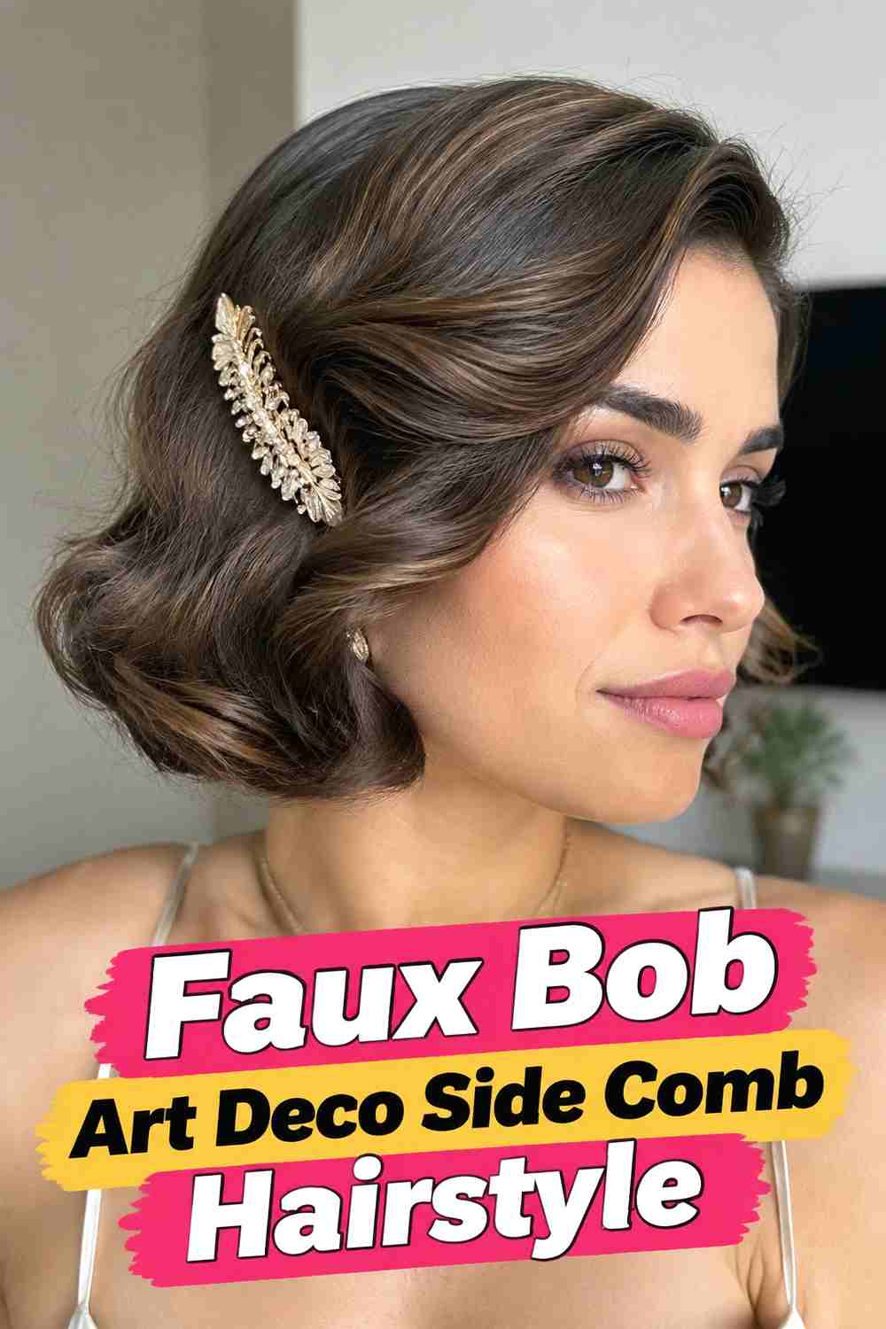 7. Faux Bob Art Deco Side Comb Hairstyle