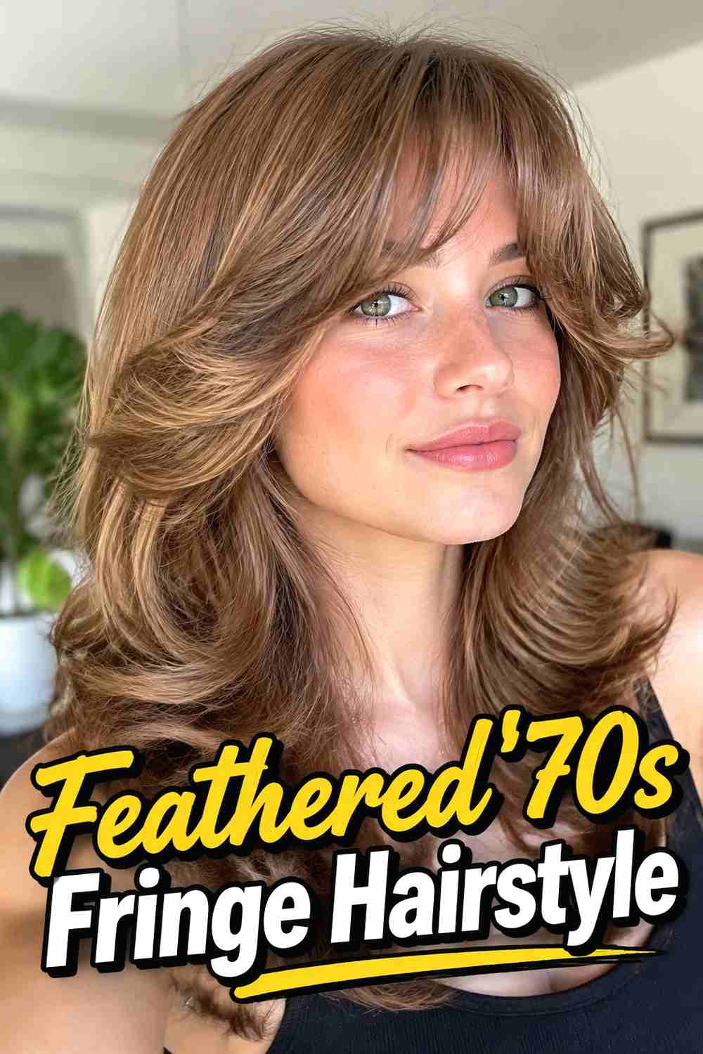 2. Feathered 70s Fringe Hairstyle