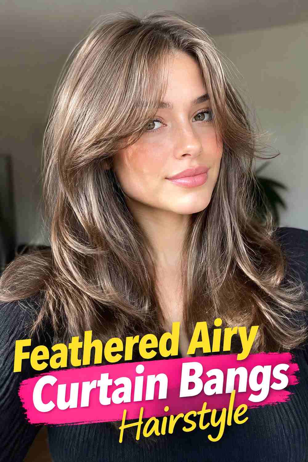 5. Feathered Airy Curtain Bangs Hairstyle