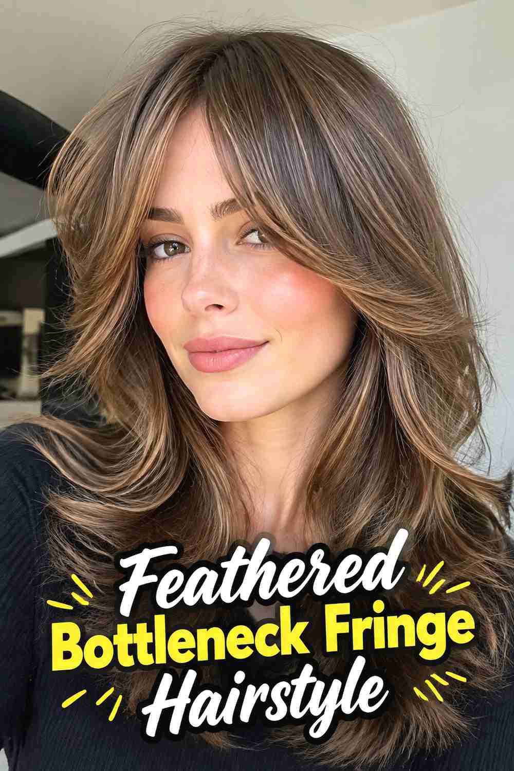 7. Feathered Bottleneck Fringe Hairstyle