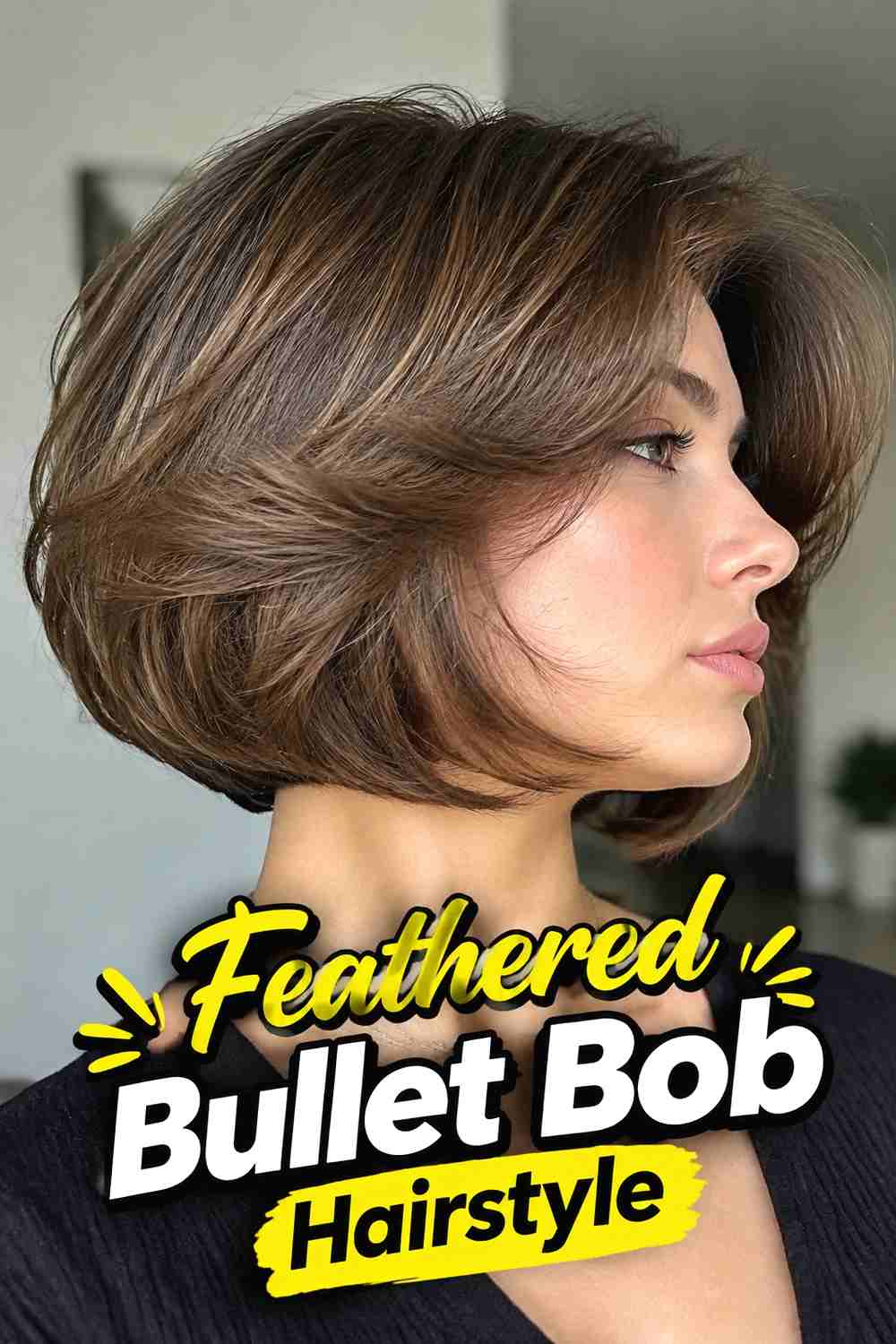 17. Feathered Bullet Bob Hairstyle