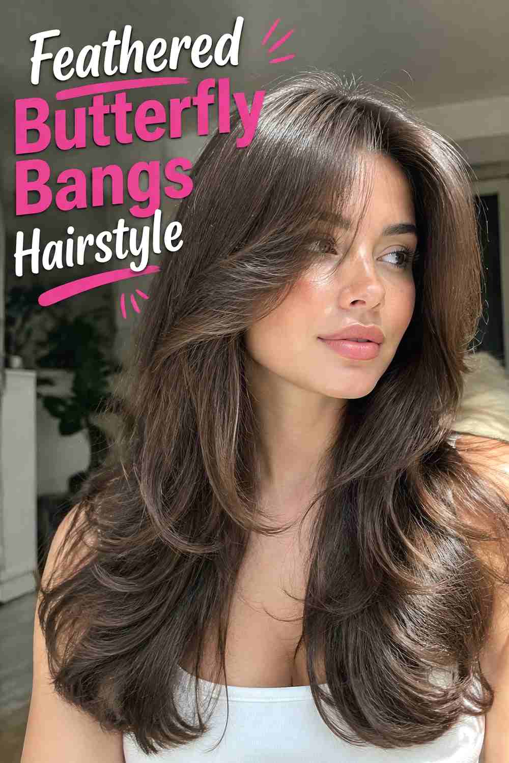 6. Feathered Butterfly Bangs Hairstyle