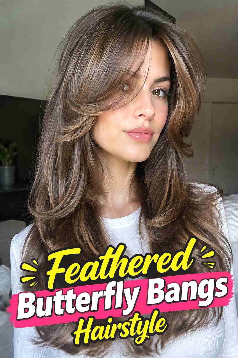 10. Feathered Butterfly Bangs Hairstyle