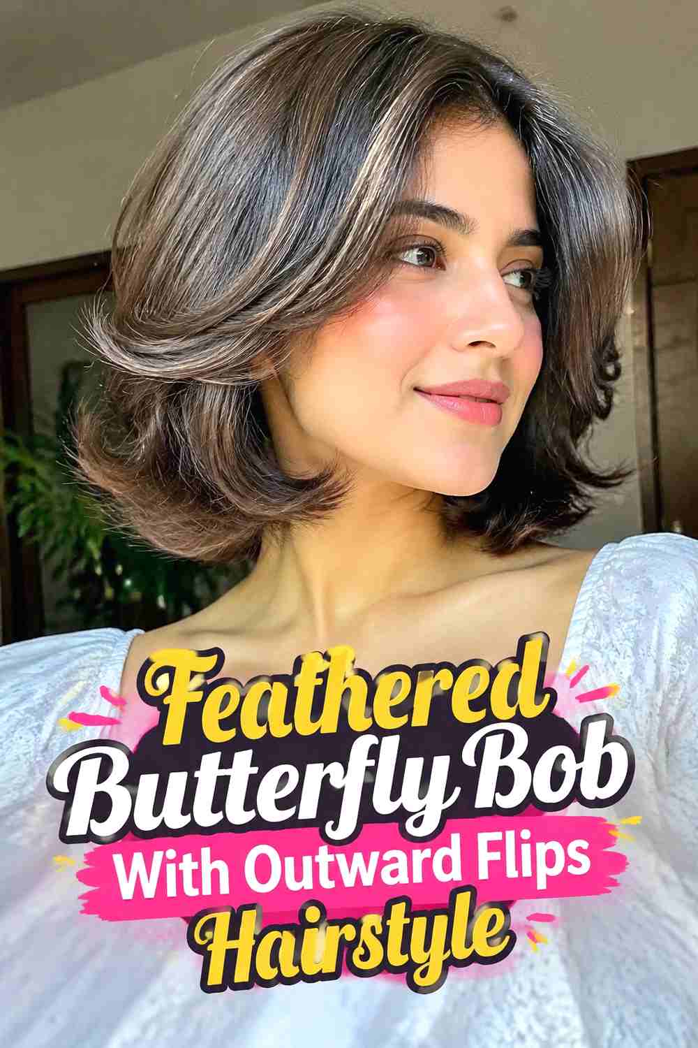 5. Feathered Butterfly Bob With Outward Flips Hairstyle